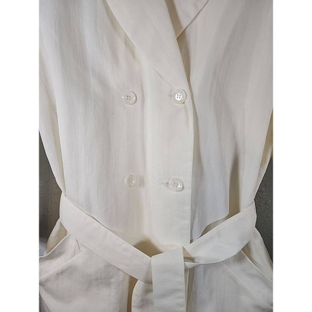 The Villager Liz Claiborne Women's White Trench Blazer W/tie Large VTG - Picture 3 of 7